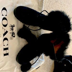 Coach furry black bootie